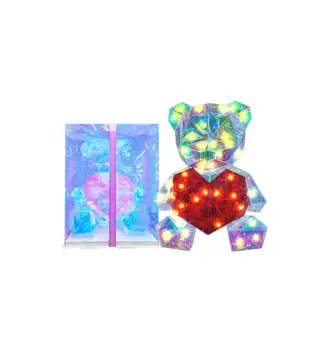 Αρκούδος-Καρδιά Ιριδίζον με φως 27cm