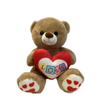 Αρκουδάκι Λούτρινο με Καρδιά Δίχρωμη 30cm